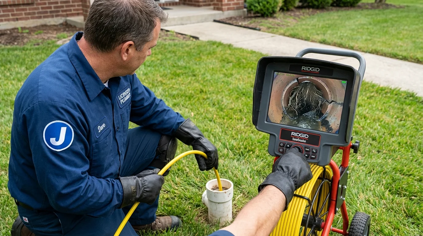 Sewer camera inspection being performed by Johns Plumbing LLC in Mondovi